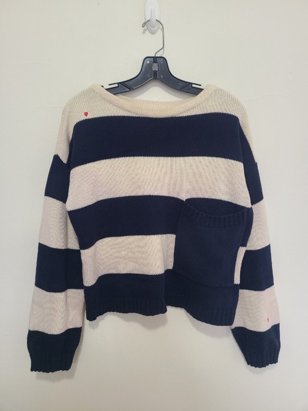 Clare V. Dorothee Sweater navy cream stripes knit size XS/S